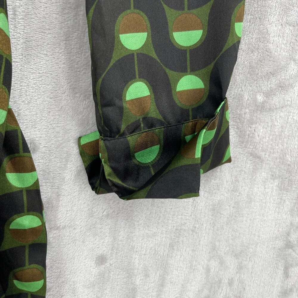 Zara Retro Printed Twill Wrap Shirt Midi Dress Disco Long Sleeve - Picture 5 of 15